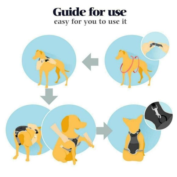 Rabbitgoo Dog Pet Harness Control Adjustable Size Large Black Handle Front Clip - Picture 3 of 10